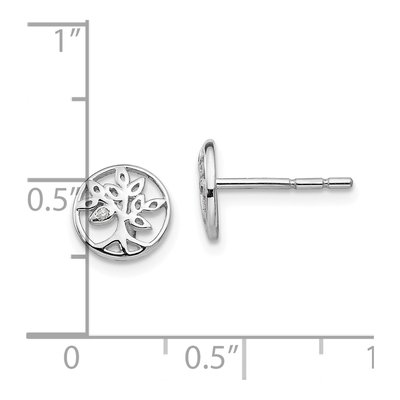 Sterling Silver 1mm Round Diamond Tree Stud Earrings – view 5