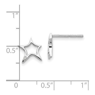 Sterling Silver 1mm Round Diamond Star Stud Earrings – view 5