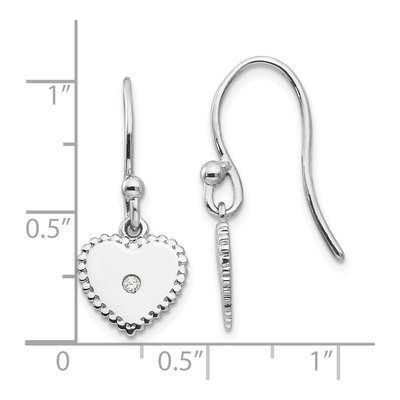 Sterling Silver Diamond Heart Dangle Earrings – view 5
