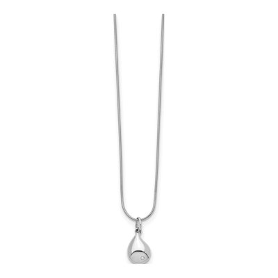 Sterling Silver Diamond Teardrop Pendant Necklace – view 3