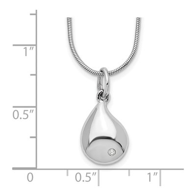 Sterling Silver Diamond Teardrop Pendant Necklace – view 4
