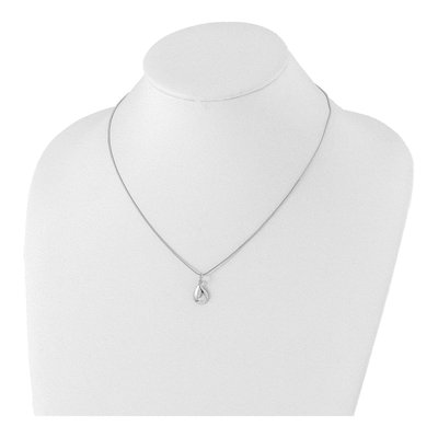 Sterling Silver Diamond Teardrop Pendant Necklace – view 5