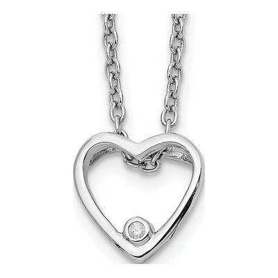 Sterling Silver Diamond Open Heart Necklace
