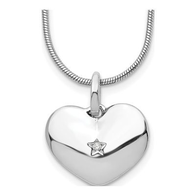 Sterling Silver Diamond Heart Necklace