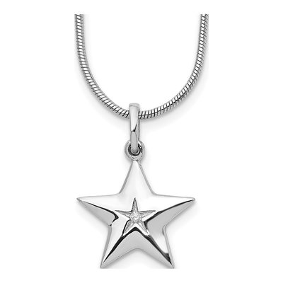 Sterling Silver Diamond Star Necklace