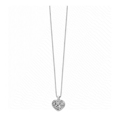 Sterling Silver Diamond Filigree Heart Locket Necklace – view 3