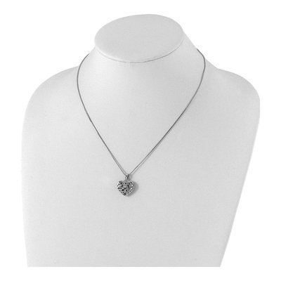 Sterling Silver Diamond Filigree Heart Locket Necklace – view 5