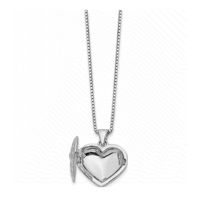 Sterling Silver Diamond Filigree Heart Locket Necklace – view 6