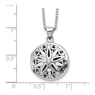 Sterling Silver Diamond Star Locket Necklace – view 4