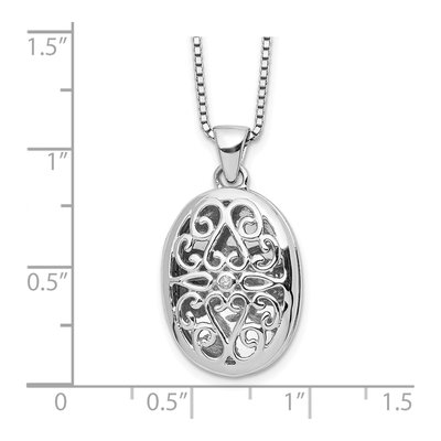 Sterling Silver Diamond Filigree Locket Necklace – view 4