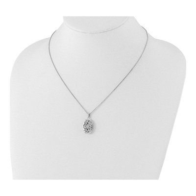 Sterling Silver Diamond Filigree Locket Necklace – view 5
