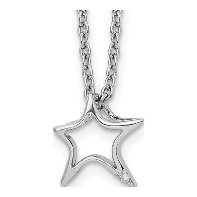 Sterling Silver Diamond Star Necklace