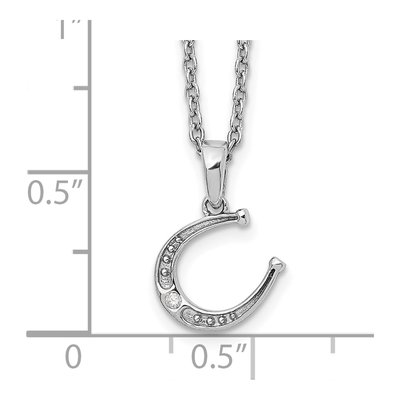 Sterling Silver Diamond Horseshoe Necklace – view 4