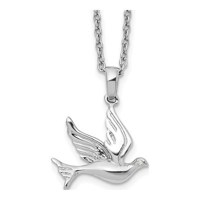 Sterling Silver Diamond Dove Necklace