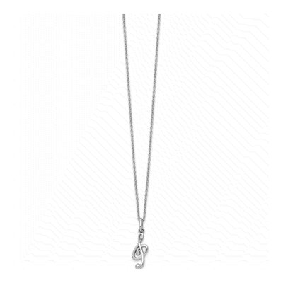 Sterling Silver Diamond Music Note Necklace – view 3