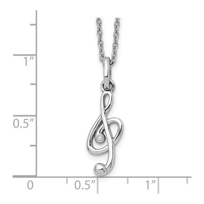 Sterling Silver Diamond Music Note Necklace – view 4