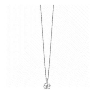 Sterling Silver Diamond Clover Necklace – view 3