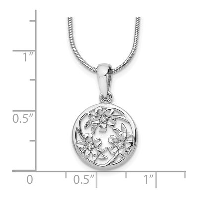 Sterling Silver Diamond Flower Necklace – view 4