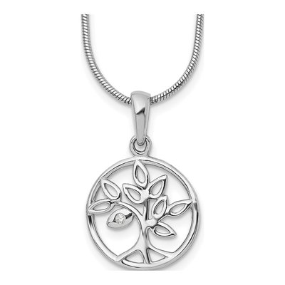 Sterling Silver Diamond Tree Necklace