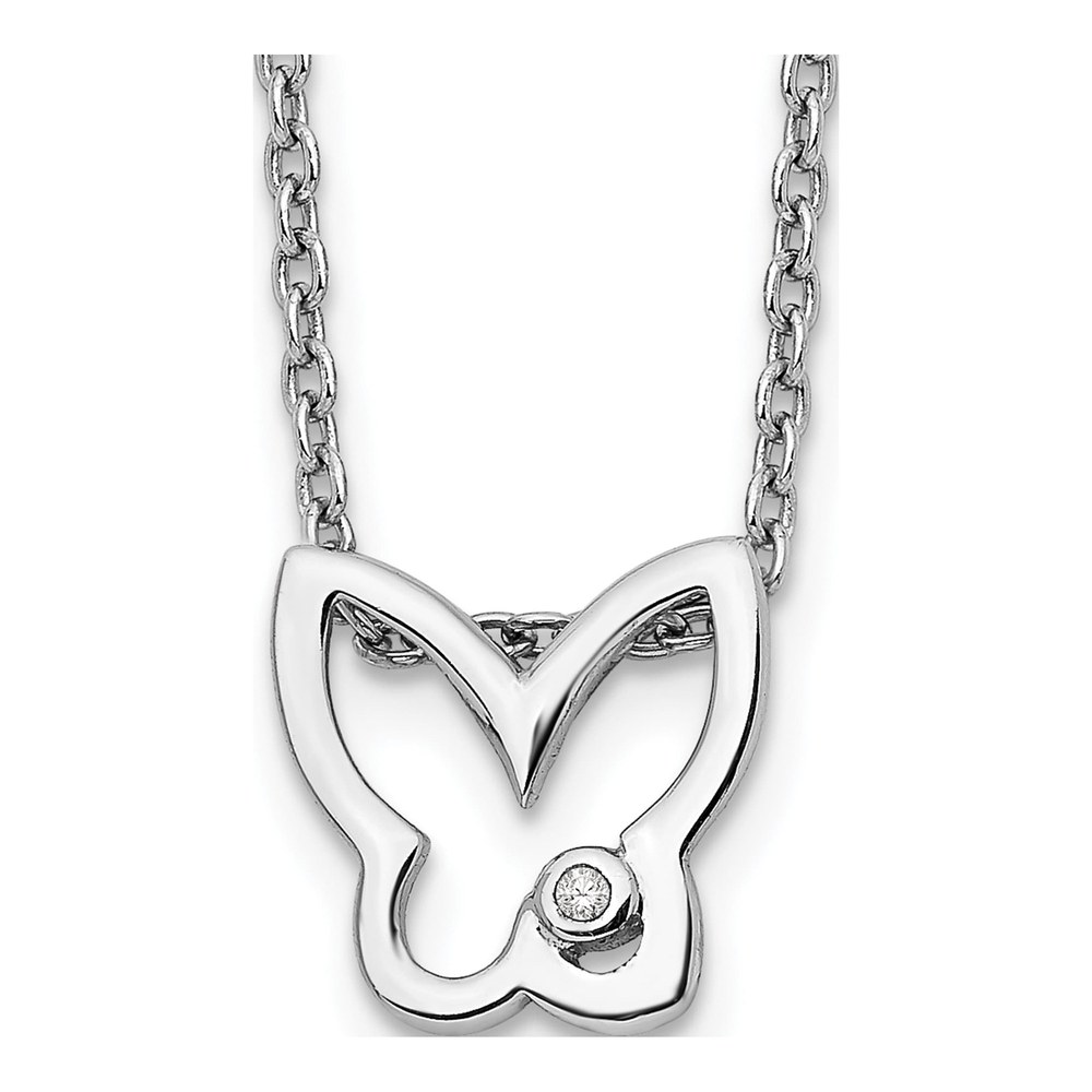 Sterling Silver Diamond Butterfly Necklace, 18 In