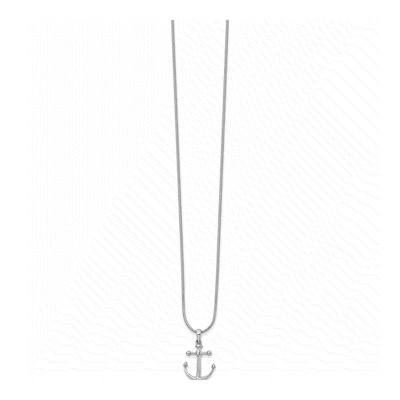 Sterling Silver Diamond Anchor Pendant Necklace – view 3