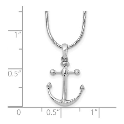 Sterling Silver Diamond Anchor Pendant Necklace – view 6