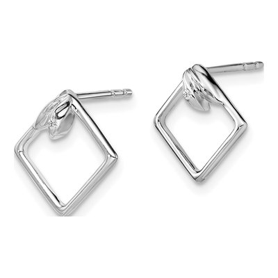 Sterling Silver 1mm Round Diamond Stud Earrings – view 3