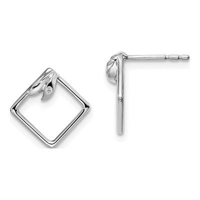 Sterling Silver 1mm Round Diamond Stud Earrings