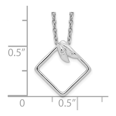 Sterling Silver Diamond Open Pendant Necklace – view 4