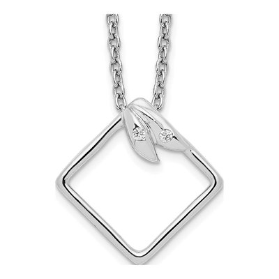Sterling Silver Diamond Open Pendant Necklace