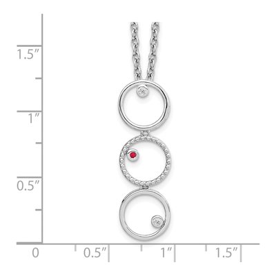Sterling Silver Ruby & Diamond Necklace – view 4