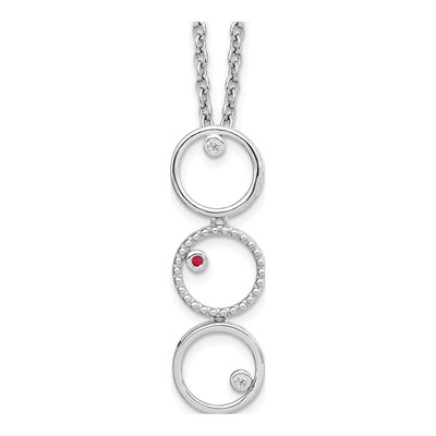 Sterling Silver Ruby & Diamond Necklace