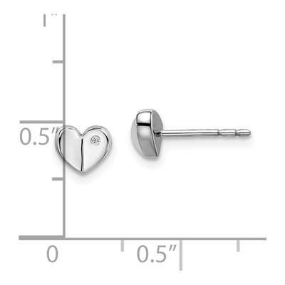 Sterling Silver 1mm Round Diamond Heart Stud Earrings – view 5