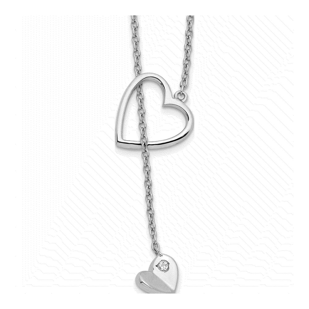 Sterling Silver Diamond Heart Necklace, 18 In