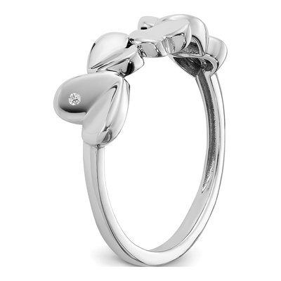 Sterling Silver Diamond Heart Ring – view 7