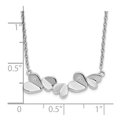 Sterling Silver Diamond Heart Bar Necklace – view 4