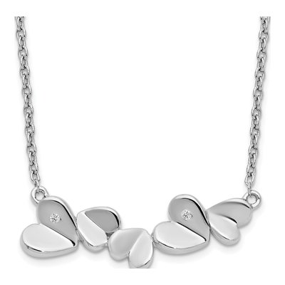 Sterling Silver Diamond Heart Bar Necklace