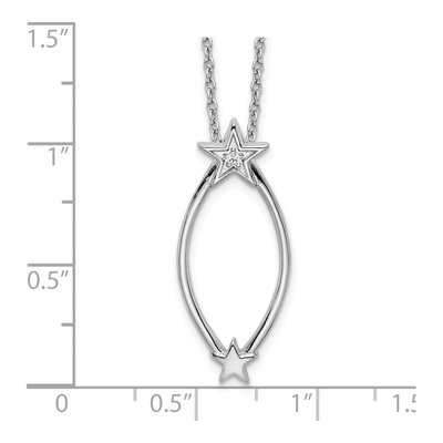 Sterling Silver Diamond Stars Necklace – view 4