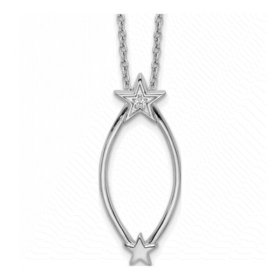 Sterling Silver Diamond Stars Necklace
