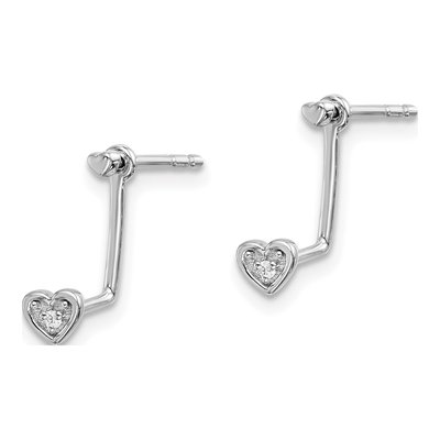 Sterling Silver Diamond Heart Front Back Dangle Earrings – view 3