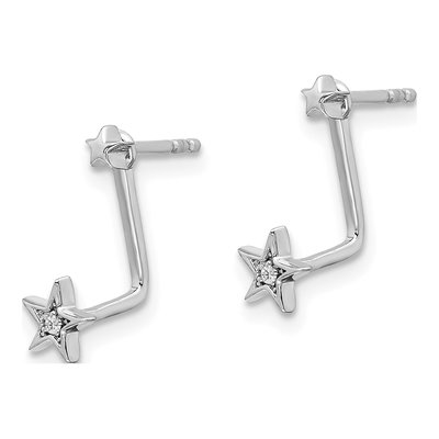 Sterling Silver Diamond Star Dangle Earrings – view 3