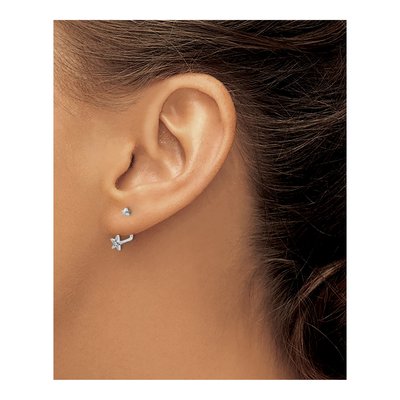 Sterling Silver Diamond Star Dangle Earrings – view 4