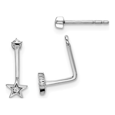 Sterling Silver Diamond Star Dangle Earrings