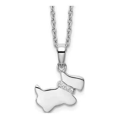 Sterling Silver Diamond Dog Necklace