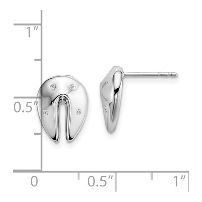 Sterling Silver 1mm Round Diamond Fortune Cookie Stud Earrings – view 5