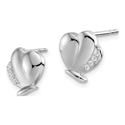 Sterling Silver 1mm Round Diamond Butterfly Stud Earrings – view 3