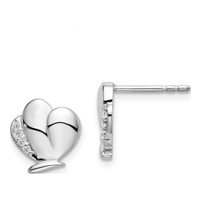 Sterling Silver 1mm Round Diamond Butterfly Stud Earrings