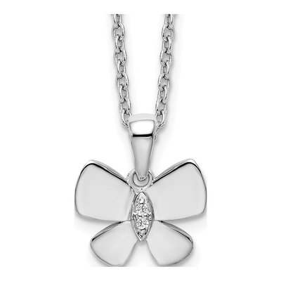 Sterling Silver Diamond Butterfly Necklace