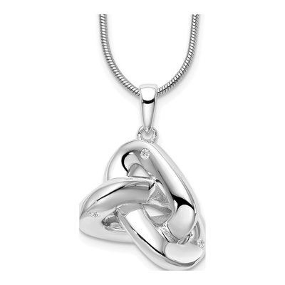 Sterling Silver Diamond Love Knot Pendant Necklace