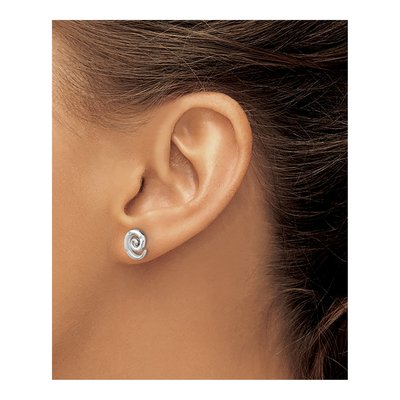 Sterling Silver 1mm Round Diamond Swirl Stud Earrings – view 4